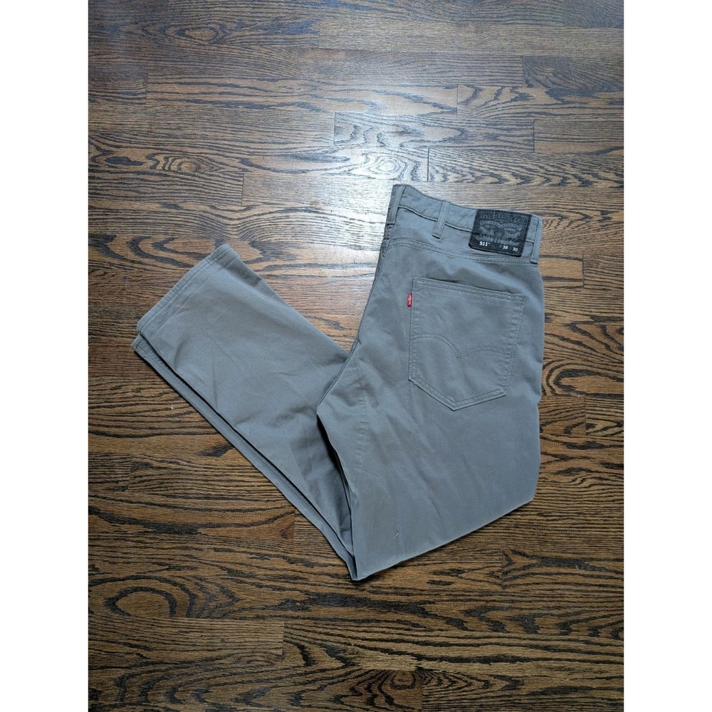 Levis 511 Chino Mens Size 38x30 Gray Slim Fit Pants Cotton Classic, Dress